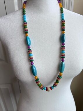 Vintage Kenneth Jay Lane Multicolor Beaded Necklace with Turquoise Accents